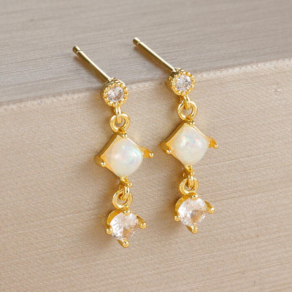 2PCS New Star Moon Zircon Opal Hoop Earrings for Women Stainless Steel Stud Earring Ear Buckle Piercing Jewelry Gifts Pendientes