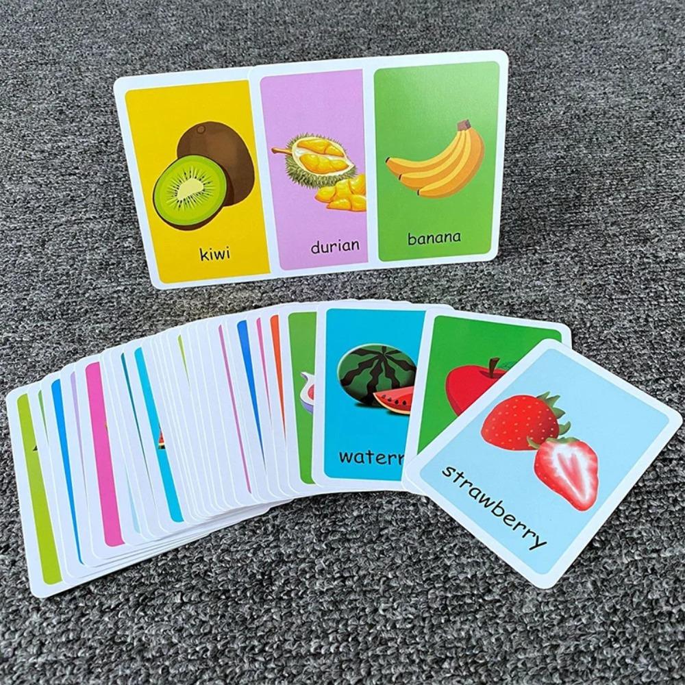 36 Cards/Box English Cognitive Card Animal Shape Fruit Color English Words for Baby Early Learning Educational Toy