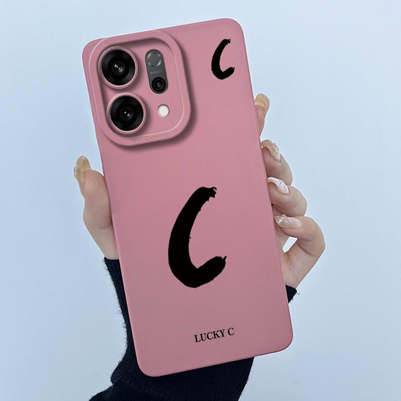 For OPPO Reno14 Pro 5G Cover Case Lucky Initial Letter Couple Silicone Soft Matte Phone Bumper for Oppo Reno 14 Pro 5G Casing