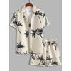 Seturi de cămașă cu mânecă scurtă pentru bărbați la modă, cu imprimeu, plajă, nucă de cocos, în carouri, costume hawaiene, cu rever, cămașă ocazională, pantaloni scurți, îmbrăcăminte stradală de vară 3D