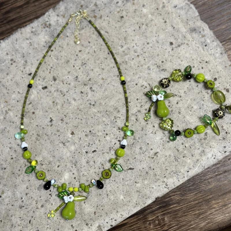 Hawaiian Style Colorful Plant Flower Czech Bead Pendant Acrylic Summer Collarbone Chain Women's Party Gift