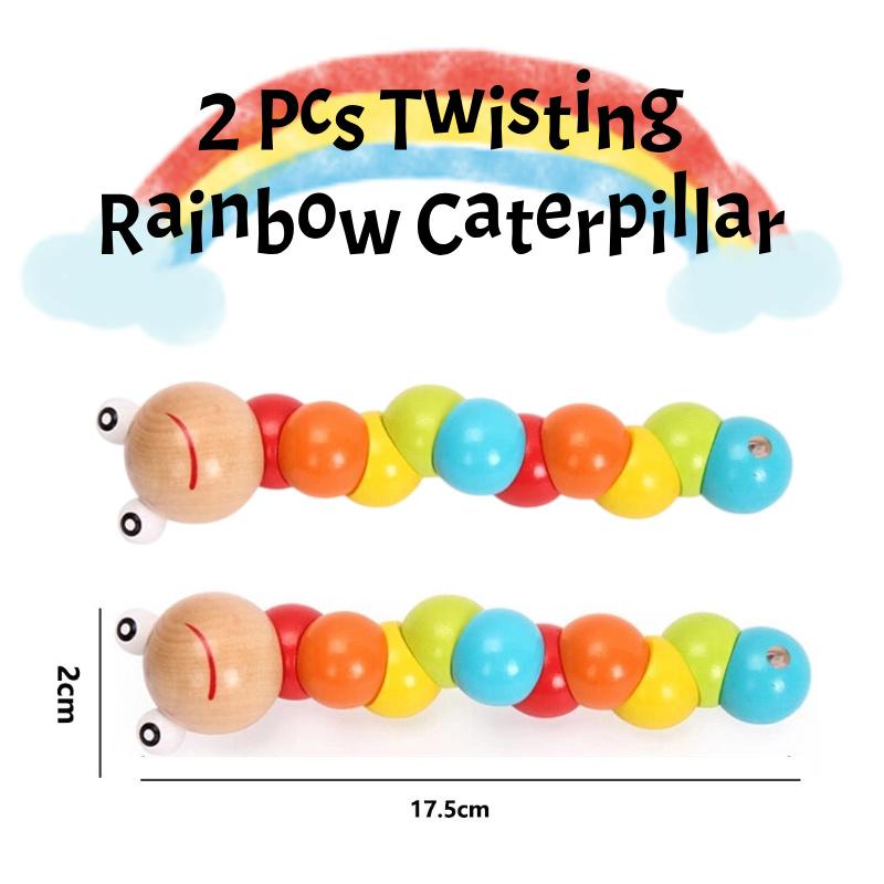 

2pcs Rainbow Caterpillar Twisting Developmental Toy, Tummy Time Toys Crawling Toys- Baby Boy and Baby Girl,birthday,Christmas разноцветный