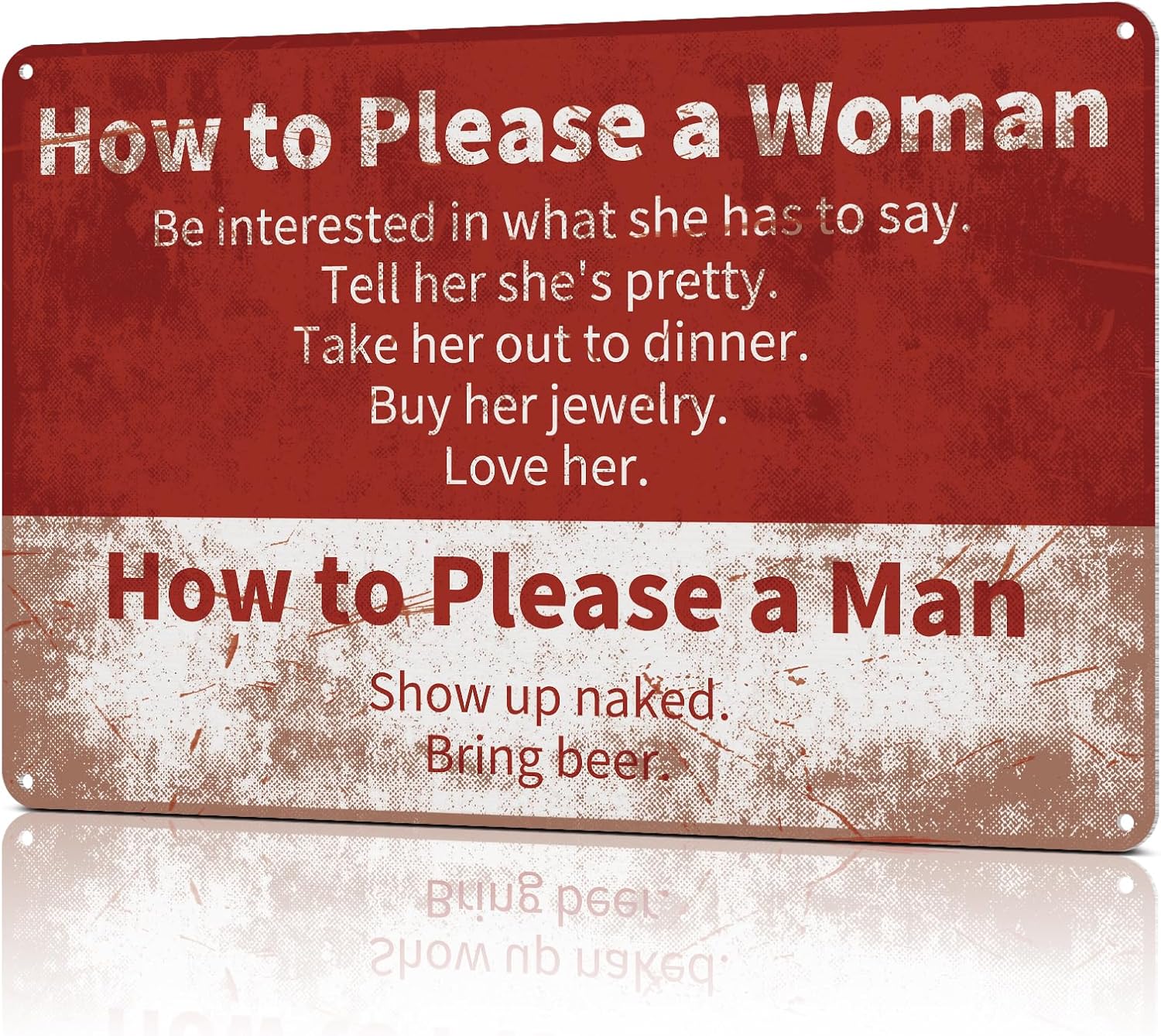 Vintage Funny Tin Metal Signs for Women Retro Bar Decor Pub Home Garage Kitchen Wall Decoration Gifts How to Please a Woman a 20x30cm（7.8x11.8inch）