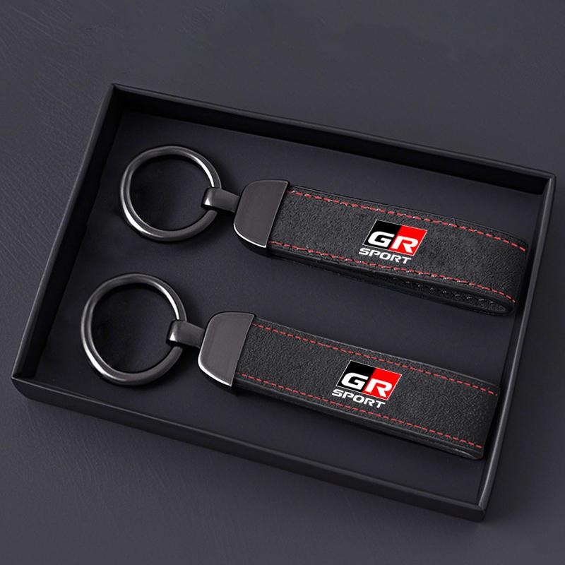 Suede Leather Car Key Rings Chains For Toyota GR Sport Corolla Yaris Aygo Prius RAV4 Crown CHR Camry Auris Keychain Accessories