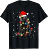Black Cat Christmas Light Shirt for Cat Lover Funny Xmas T-Shirt
