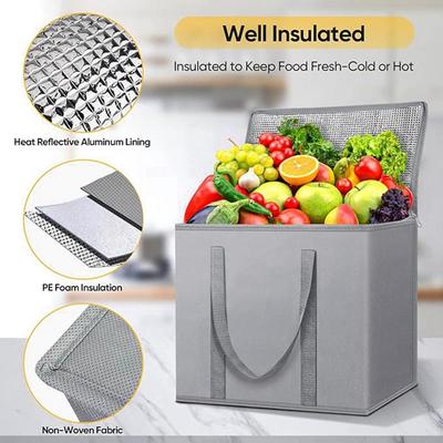 1pc Insulated Reusable Grocery Bags,  Foldable Cooler Bag With Zippered Top, Shopping Bags For Groceries,  Delivery Bags Cooler Totes For  Or Cold