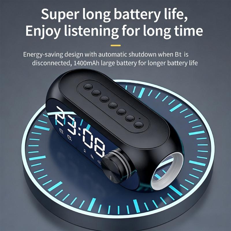 Compactly Bluetooth-compatible 5.0 Speaker Featuring Mirror Clock LED Mood Light And Freeing Hands Calling For Daily Use