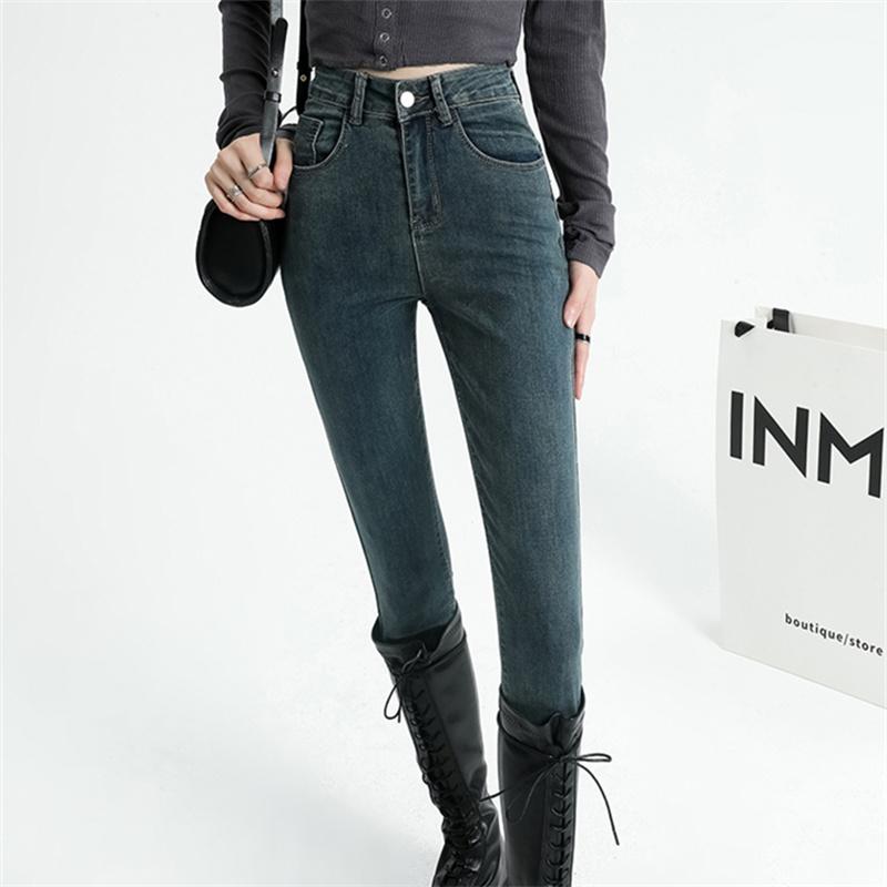 2022 Winter Stretch Skinny Jeans Korean HighWaisted Fashion Leisure Warm Thicken DenimPencil Pants Velvet Fleece Jeans Women