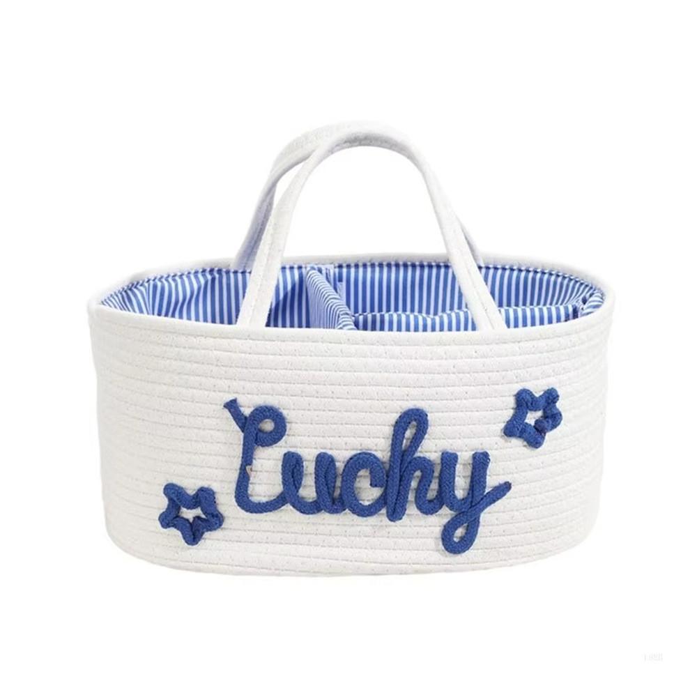 Cotton Rope Woven Storage Basket With Handles For Baby Care And Home Organization