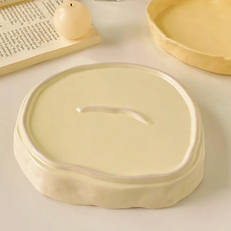 Ins Style Irregular Plate Simple Household Dish Ceramic Highend Feeling Matte Pasta Plate