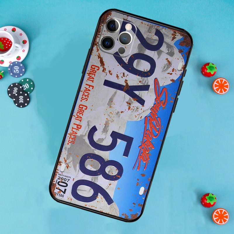 Retro Funny License Plate Phone Case For iPhone 17 Air 14 16 15 11 12 13 Pro Max 12 13 Mini 15 16 Plus 16e Cover Funda