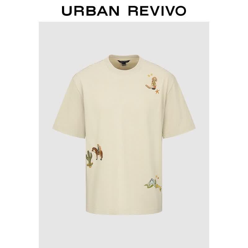 UR2026 Men s Casual Cotton Embroidered Print T-Shirt