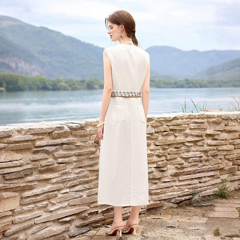 Lyocell Linen V-Neck Sleeveless Midi Dress
