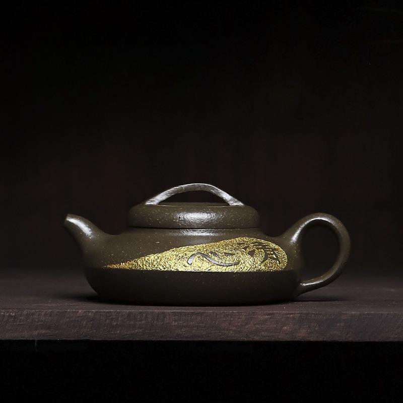 170 мл Исинские фиолетовые глиняные чайники Ручная работа Горшок Сян Юань Сырая глина Зеленый раздел Чайник с фильтром Набор для чая Цзыша Для подарка на чай