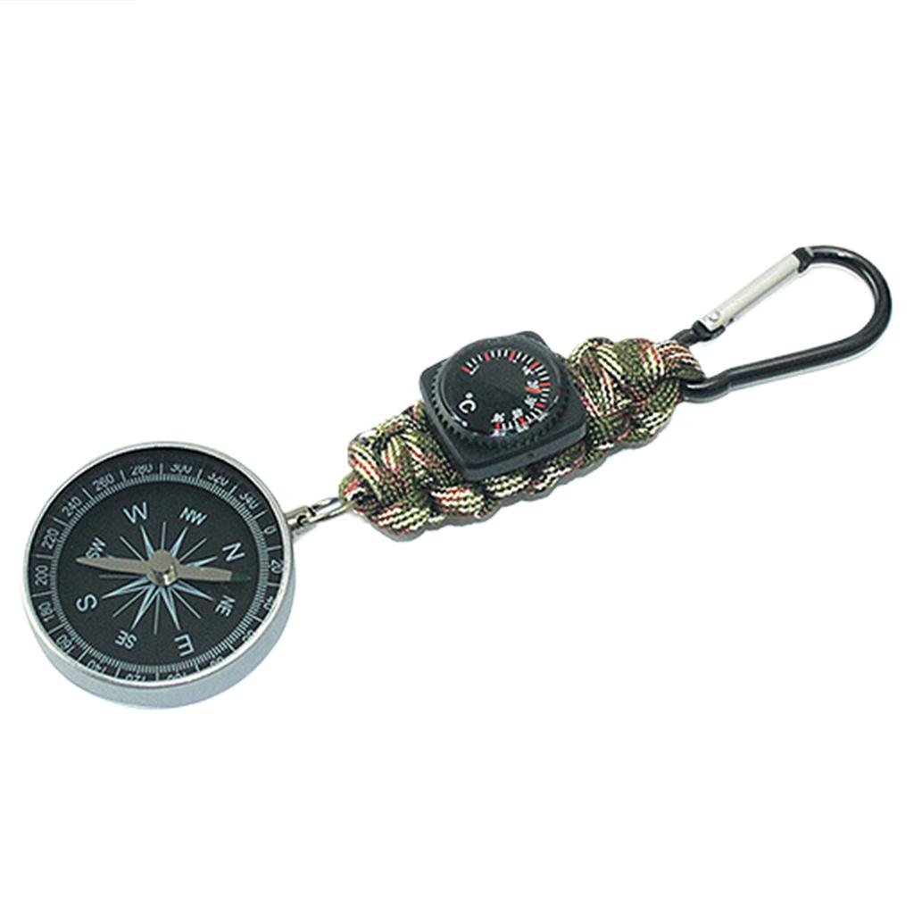 Mini Compasses Thermometer Keychain Pocket Size Snap Hook Compasses Carabiner for Camping Hiking Backpacking Survival