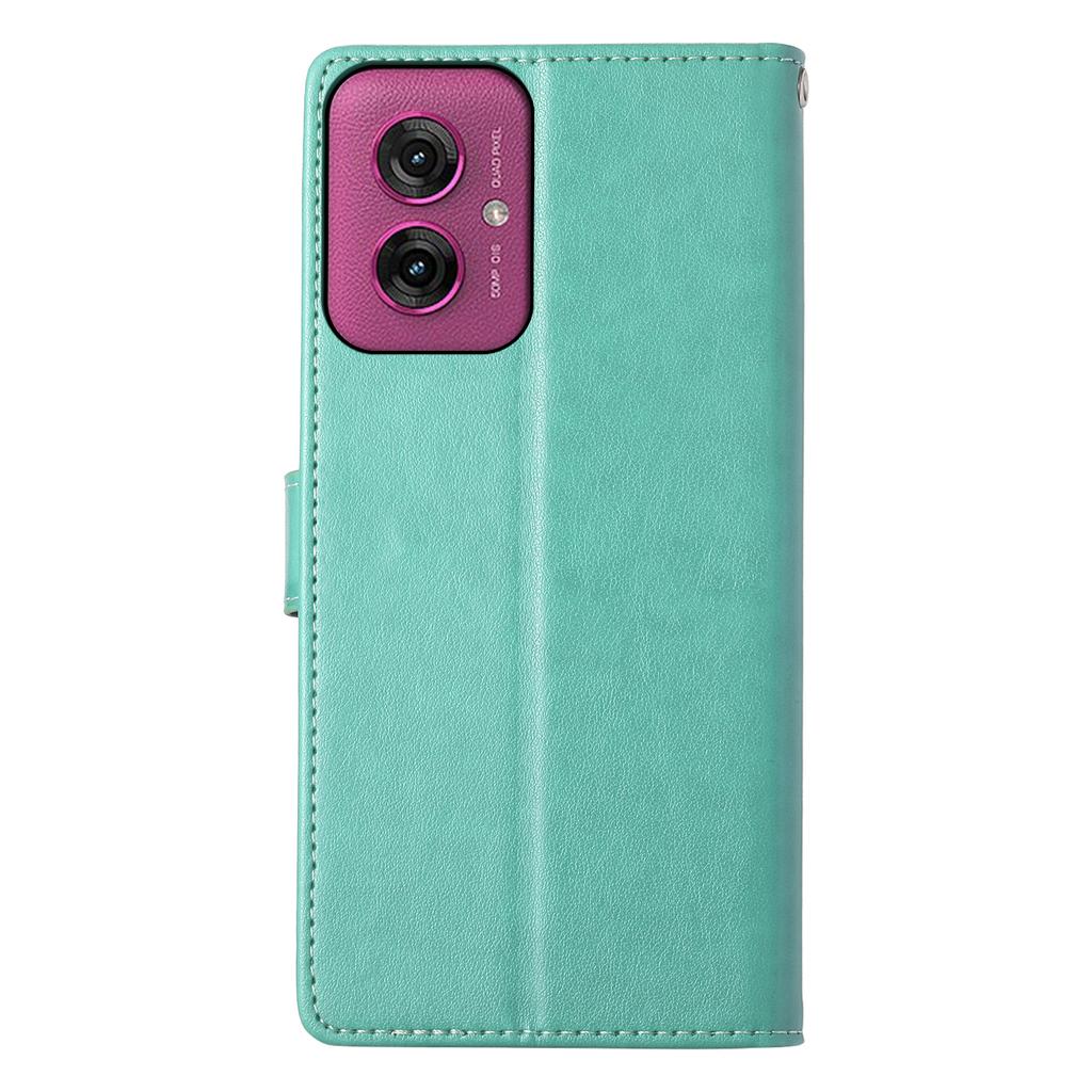 For Motorola Moto G55 5G Wallet Case Butterfly Floral Imprint PU Leather Phone Cover with Wrist Strap