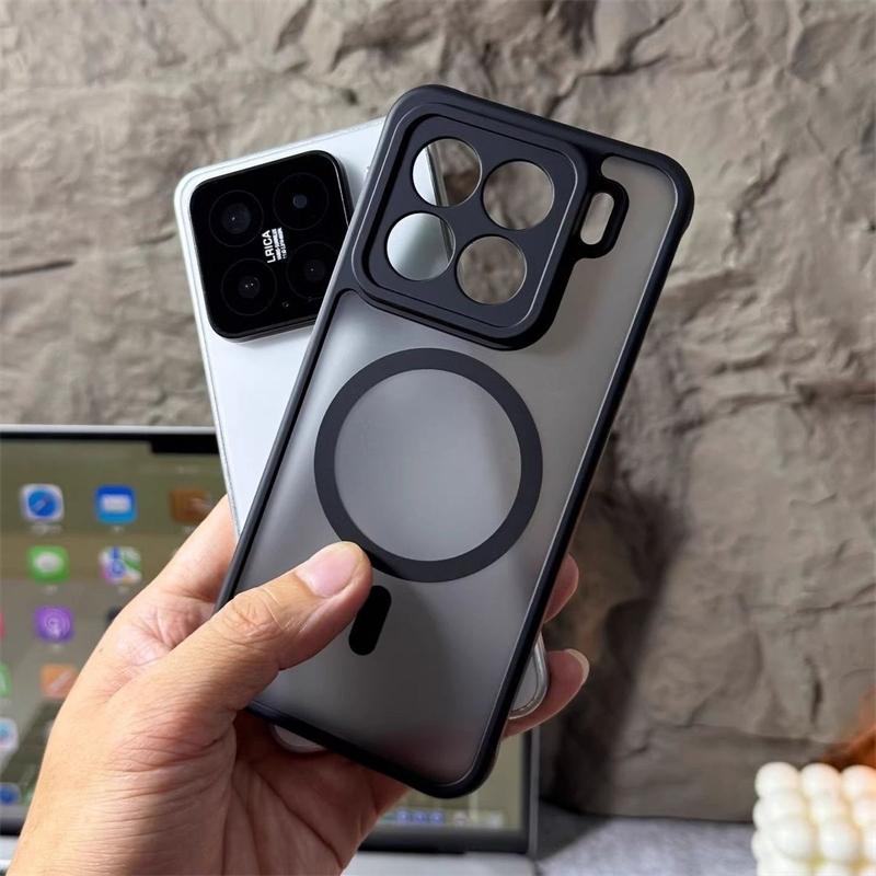 Magnetische für MagSafe Matte Transparente Hülle für Xiaomi 15 14 T Pro 17 Pro Max Harte PC Acryl Rückwand Schale Stoßfeste Stoßstange
