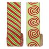 5 Yards Christmas Wired Ribbon 2.48" Red Green Polka Dot/Stripe/Swirl Christmas Wrapping Ribbon for Xmas Tree Wreath Bow Gift Wrapping DIY Crafts