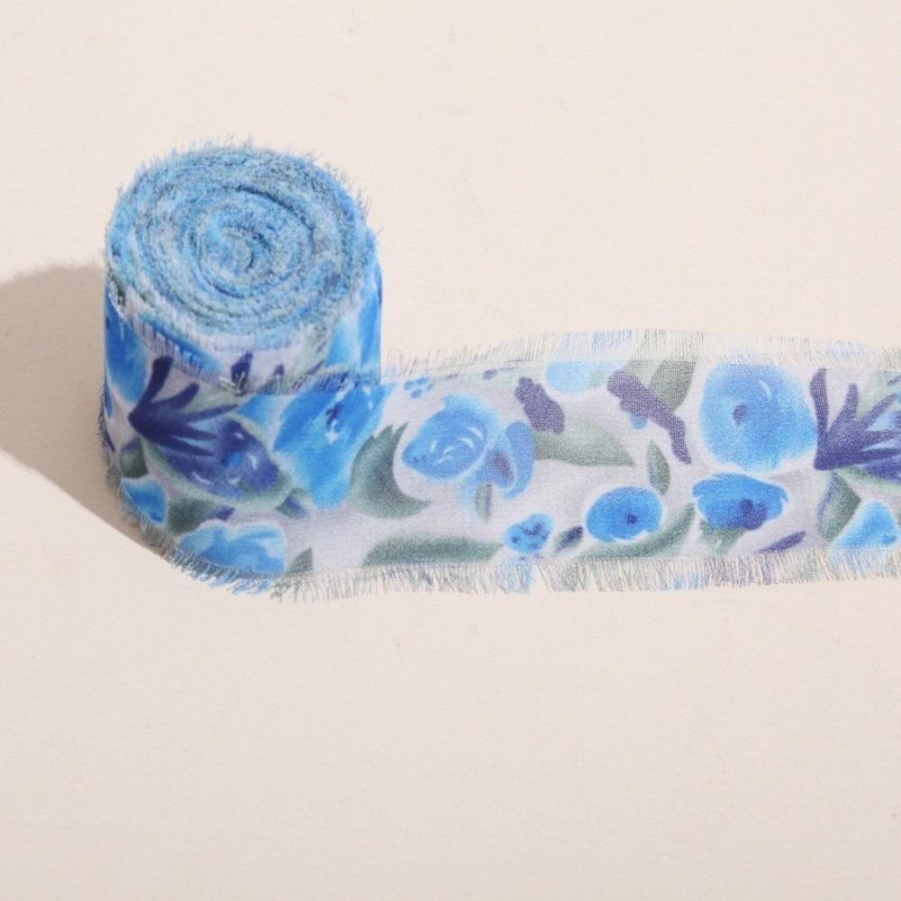 Printed Flowers Satin Ribbon 1/3 Roll Silk Ribbon Decoration Gift Chiffon Ribbon Birthday Party