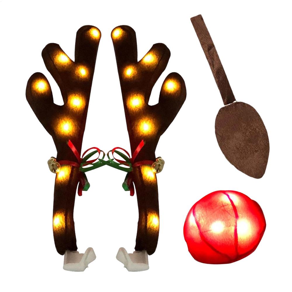 

Car Antlers LED Antler with Nose Car Decor with Tail for Automotive Truck Vehicle SUV Exterior Window Roof Top Holiday