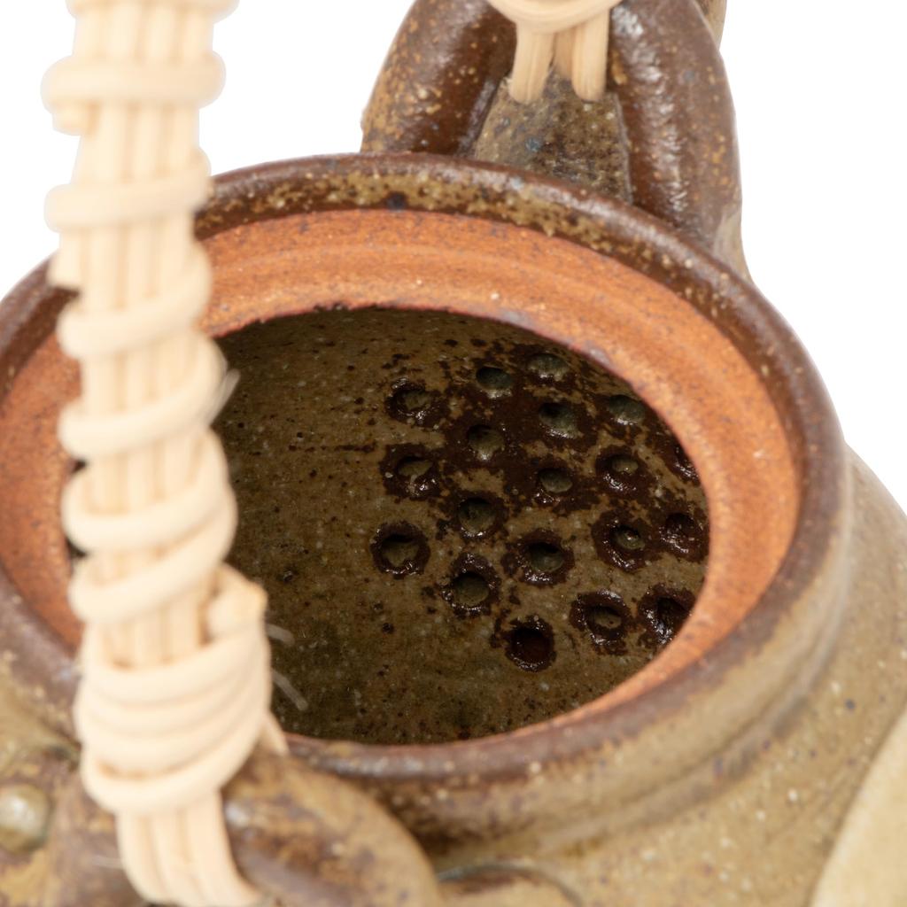 Marui Seito Shigaraki Ware Hechimon Teapot, 800ml Capacity, Gray Circle Pattern, Brown, MR-3-4508