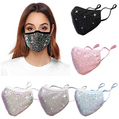 Fancy Fashion Face Mask Reusable  Sequin Bling Glitter Rhinestones With Filter