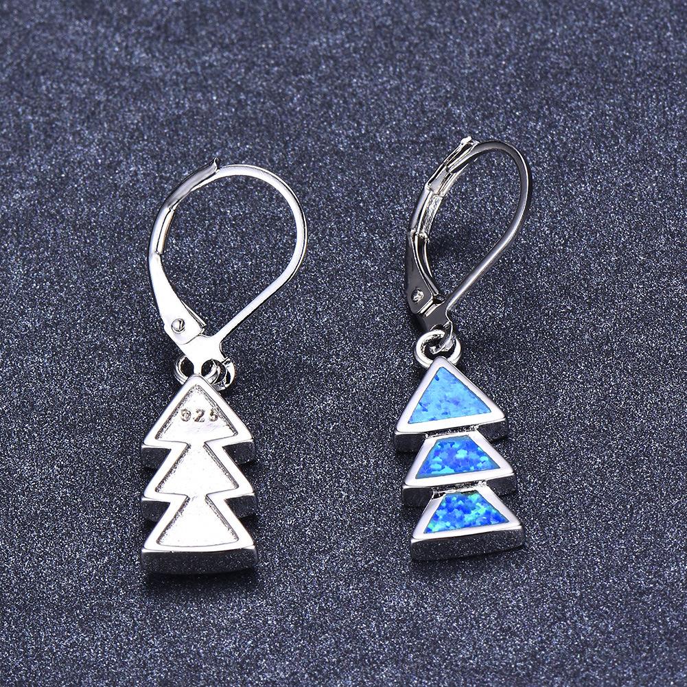 Three Blue Triangular Earrings Womens Long Pendant Earrings Creative Temperament Accessories