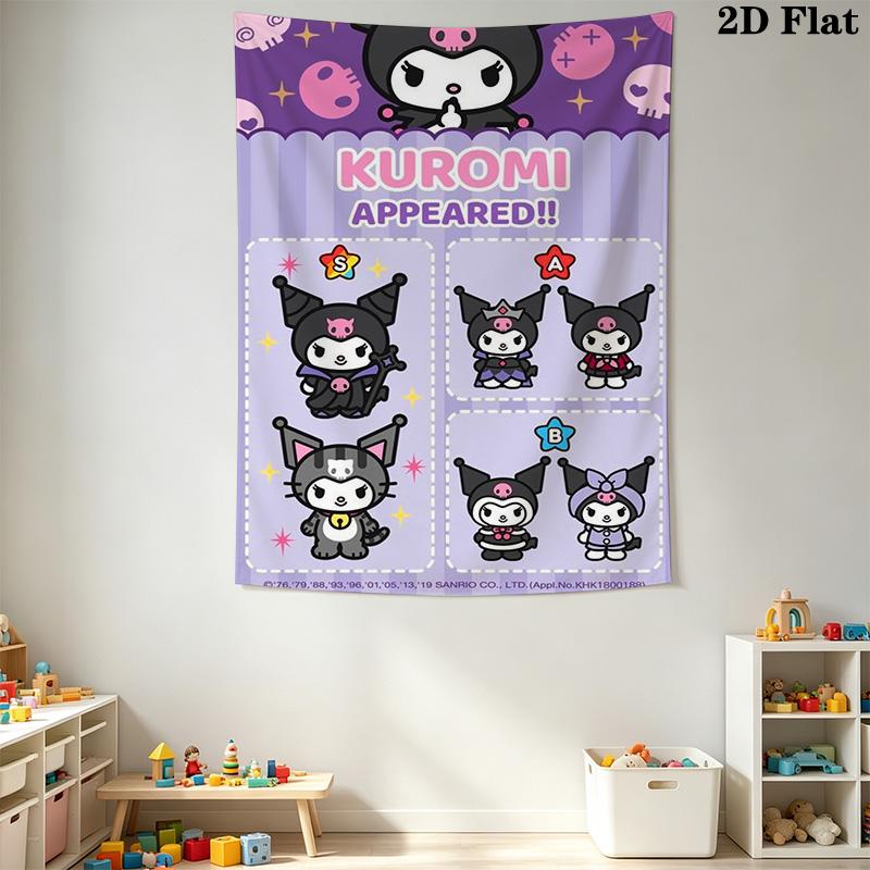 Kuromi'S Magical Adventure Tapestry Background Cloth Wallmounted Home Decor Work Of Art Background Cloth