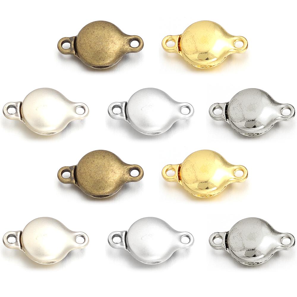 5pcs/lot Alloy Magnetic Buckles Gold Flat Round End Clasps Connectors For DIY Craft Bracelet Necklace Jewelry Making Accessories
