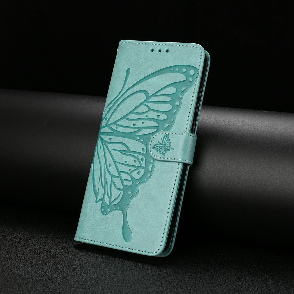 For Samsung Galaxy S25 Case Butterfly Imprinted Wallet Stand PU Leather Flip Phone Cover with Strap