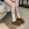 Thick-soled plush shoes slippers women's shoes wear 2025 new autumn and winter plush half-toboken shoes