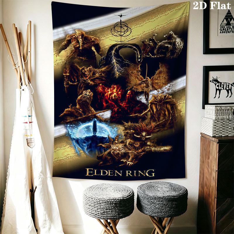 Elden Ring Might Wall Hanging Printed Fabric Blanket Decorative Tapestries for Bedroom Living Room Home Decor