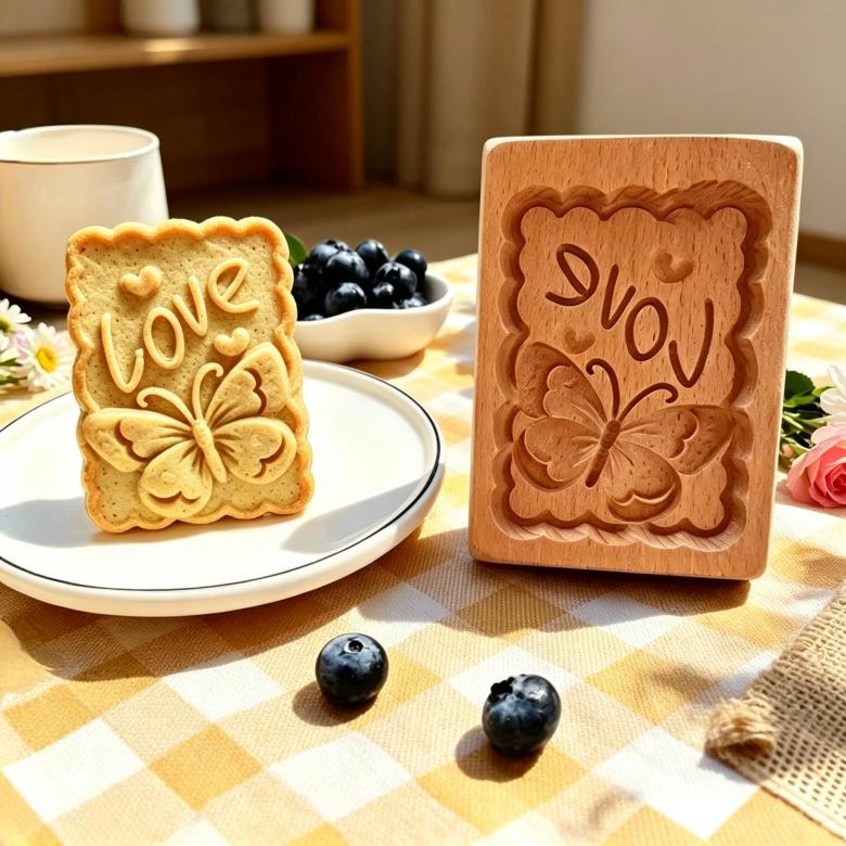 Wooden Gingerbread and Shortbread Cookie Mold Cutter