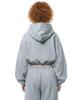 Small Slow And Soft String Oversized Crop Hoodie - Melange