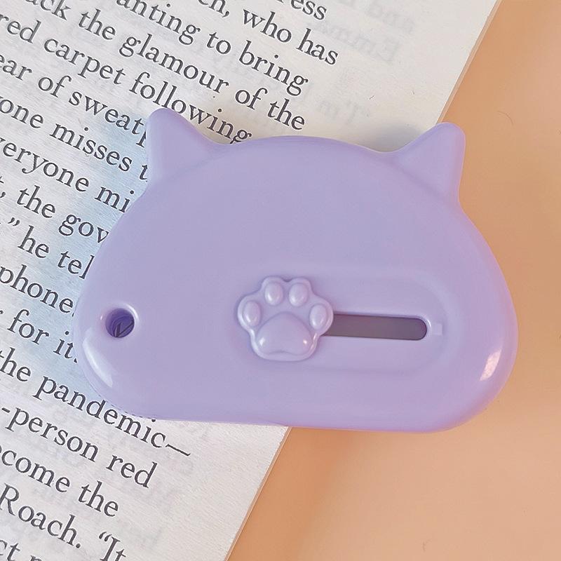 1 Piece Mini Cartoon Utility Knife Beige Coffee Color Bear Cat Paw Rabbit Box Cutter for Student Potable Scrapbook Paper Cutter