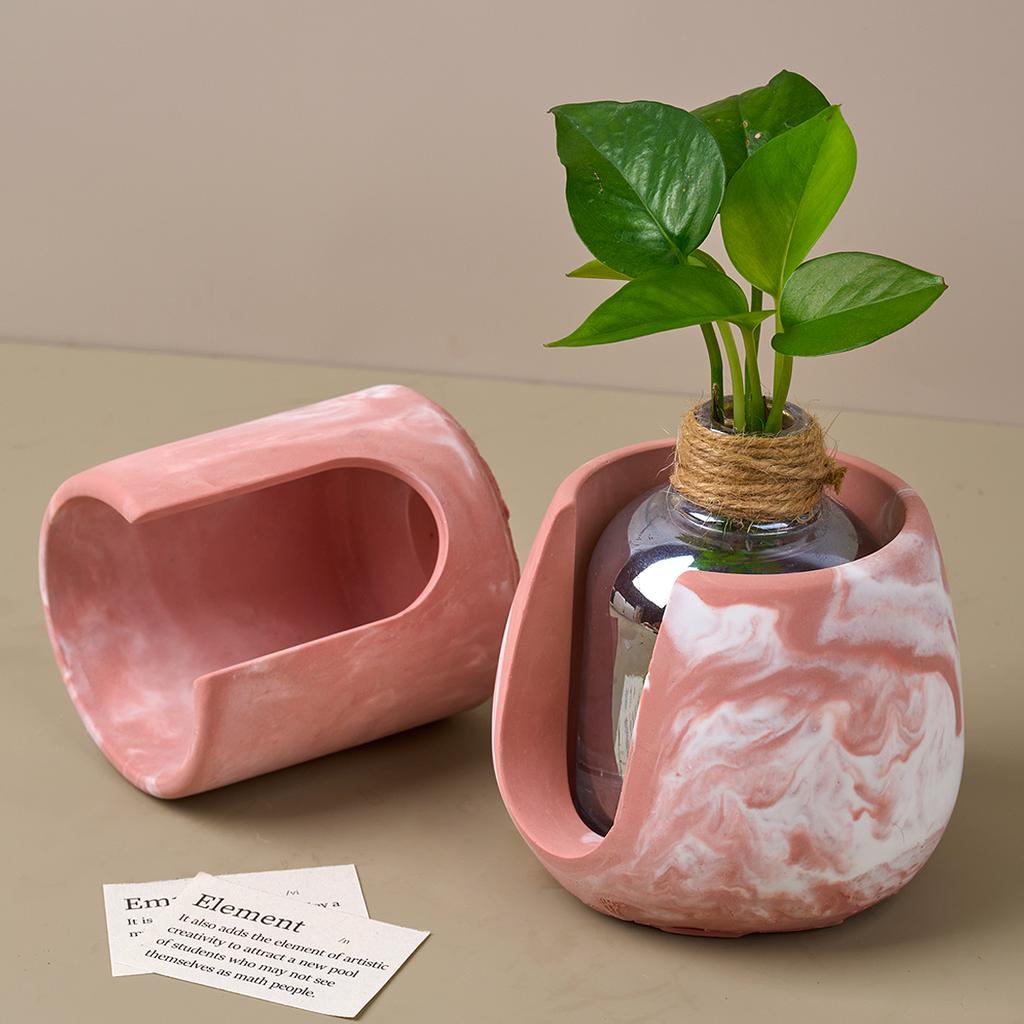 Round Hydroponics Vase Silicone Mold DIY Handmade Essential Oil Wax Melting Furnace Plaster Resin Plant Flowerpot Casting Molds