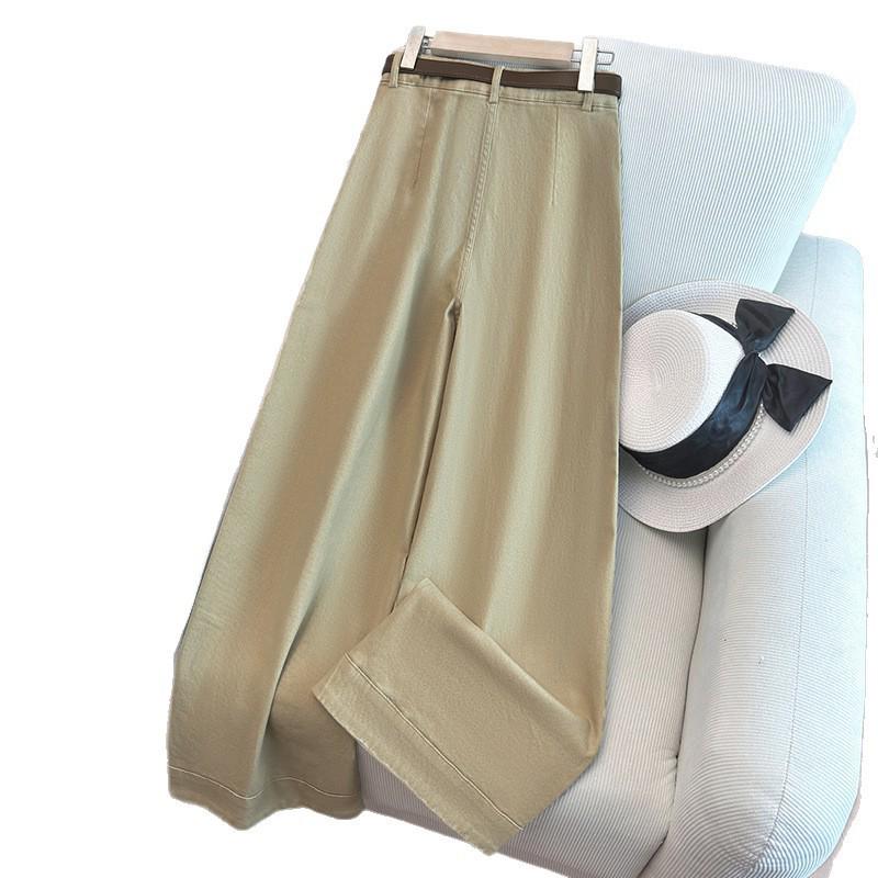 Spring 2026 Women's High-Waisted White Denim Wide-Leg Pants - Versatile, Loose, and Drapey for Petite Heights.