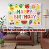 2D Plane Cute Fruit Birthday Celebration Background Fabric Birthday Party Decoration Polyester Fiber