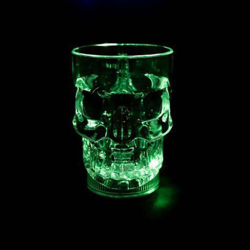 Creative Gifts LED Colorful Flashing Skull head Cup,Whiskey Cup, wedding, bar, celebration props glowing toys