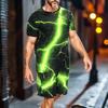 Pánský oblek, 3D tisk, kulatý výstřih, šortky s krátkým rukávem, ležérní, lehký top, sportovní oblečení, ležérní, velká velikost, móda