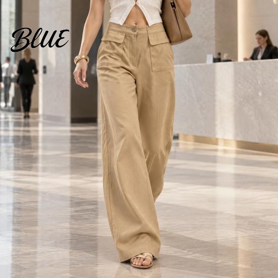 Casual Pants Women Straight Wide Leg Trousers Loose Fit Drapey High Waisted for Work Pants Solid Color Dressy Trousers Office Travel Comfortable