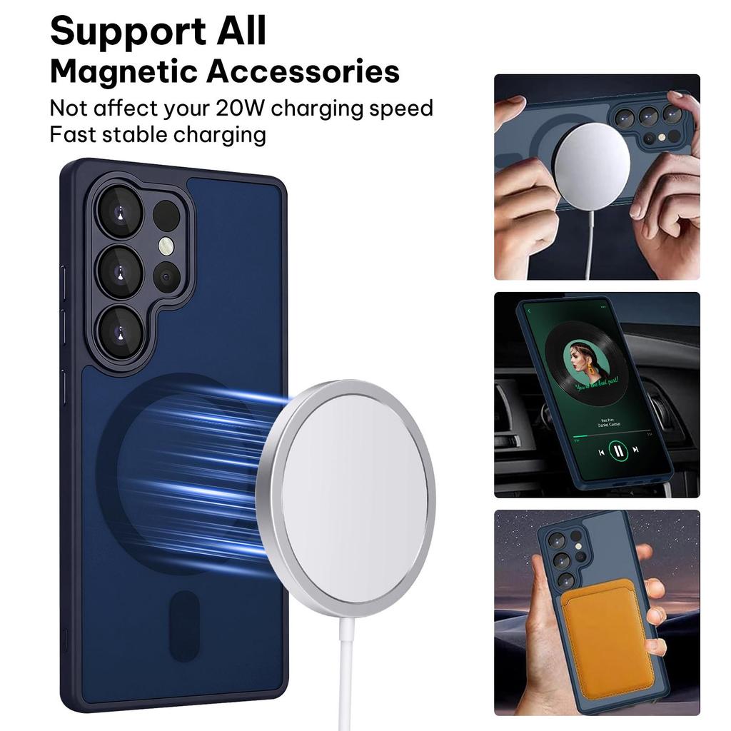 Full Protection Magnetic Skin Feel Phone Case Frosted Cover for Samsung S25 Ultra 5G With Lens Film