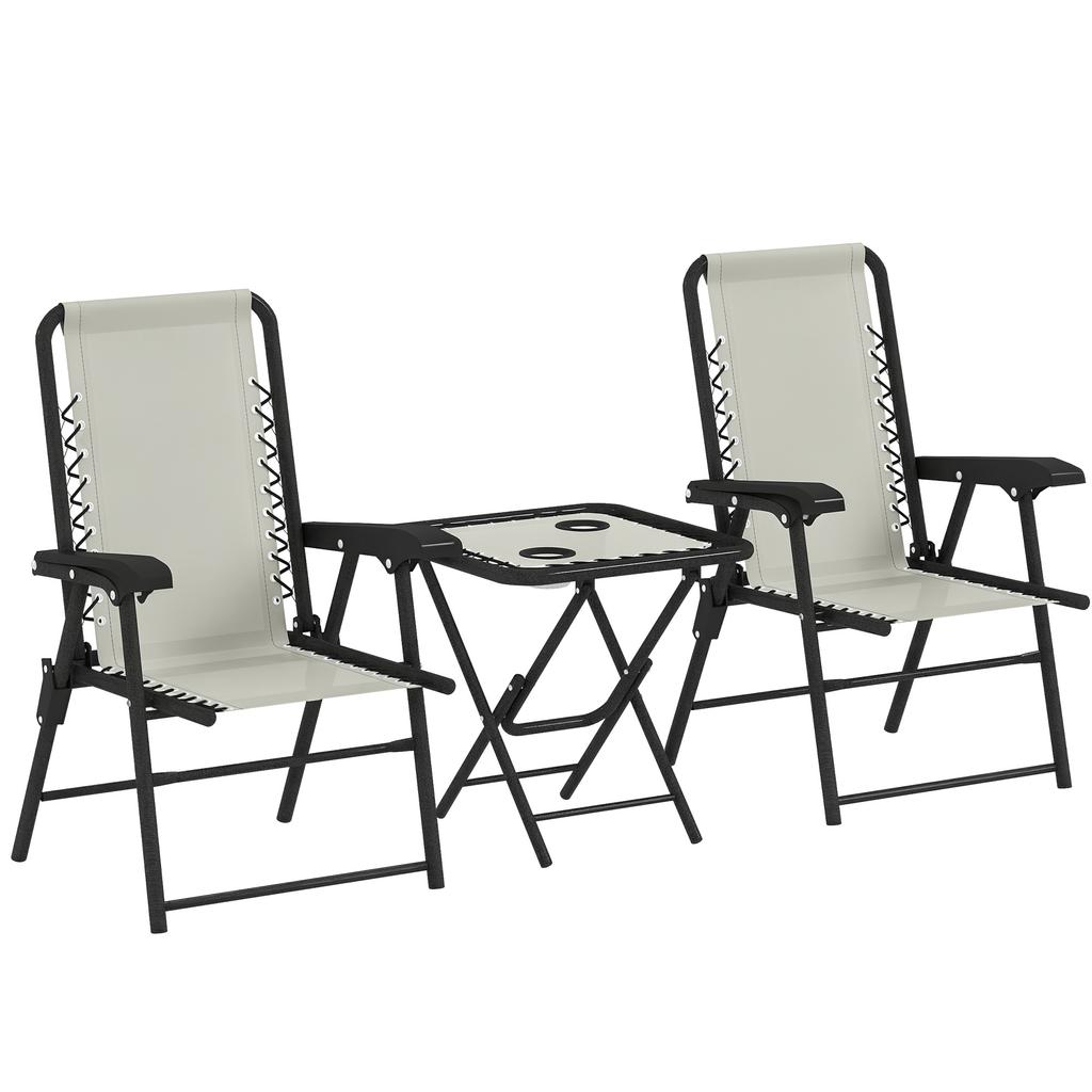 Three-Piece Garden Table and Chair Set - Cream White