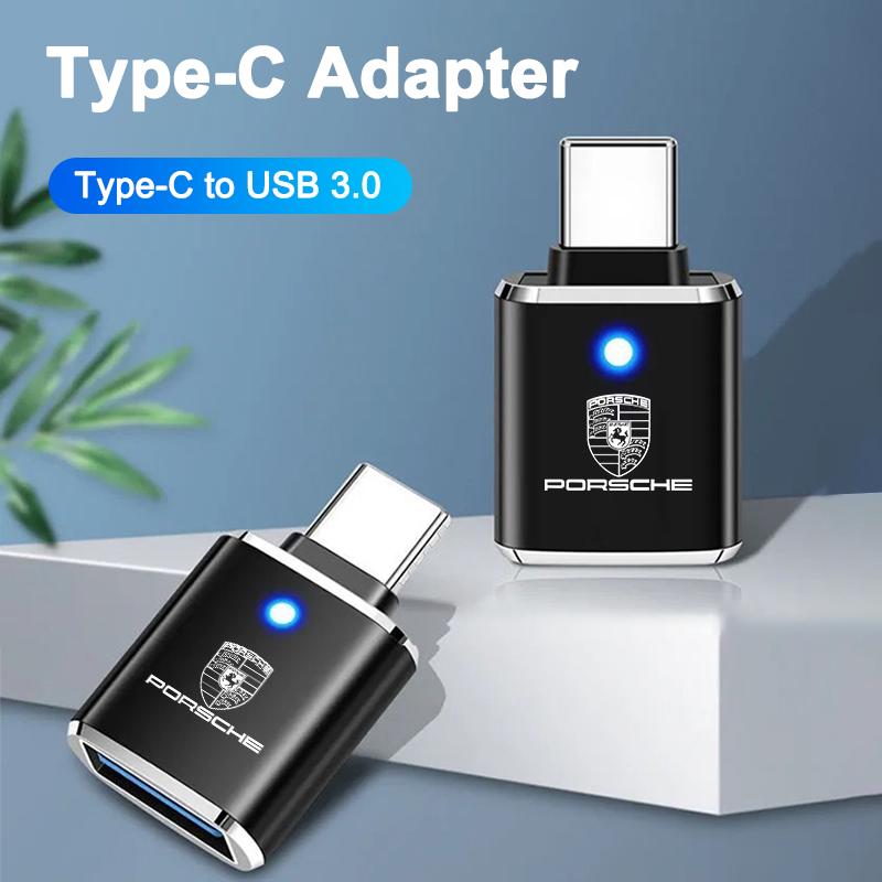 Car Type C To USB Adapter laptop U Disk Micro USB For Porsche Cayenne Macan 911 Boxster Cayman Panamera 718 Auto Accessories
