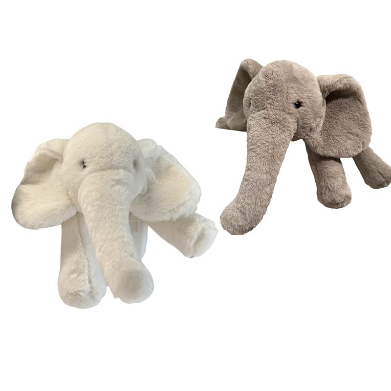 Ins Soft And Realistic Grey And White Elephant Plush Toy For Babies And Kids