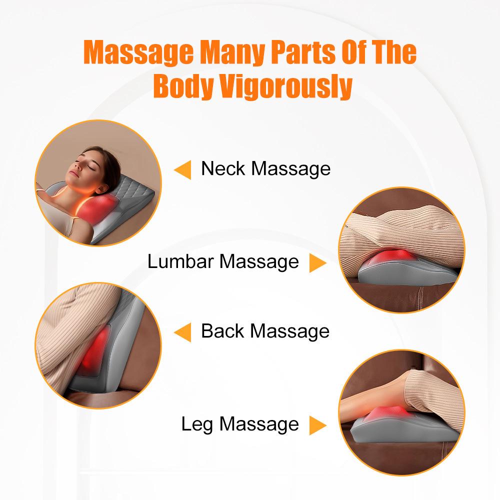 Multi-Functional Neck, Shoulder, Lumbar, and Back Kneading Massage Pillow