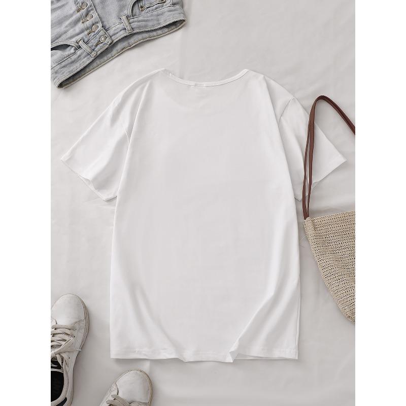 European Size New Women'S Short-Sleeve T-Shirt Top, Casual Sportswear, Soft And Comfortable for All Seasons, Breathable with a Round Neck