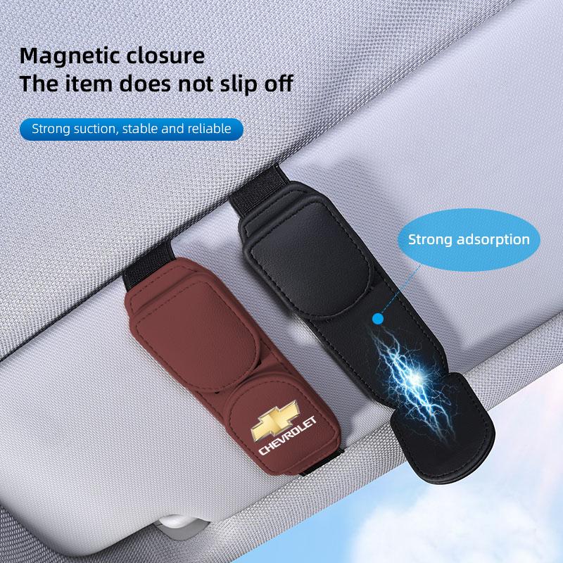 Leather Car Sun Visor Sunglasses Clip Eyeglasses Holder Auto Interior For Chevrolet Matiz Onix Camaro Cobalt Beat Groove Equino
