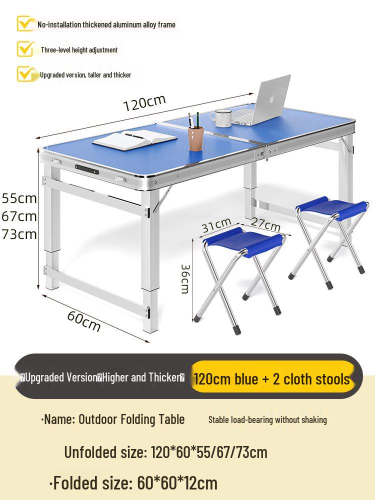 Adjustable Height Aluminum Folding Picnic Table & Chairs Set for Outdoor Camping & BBQ