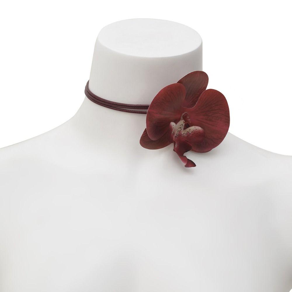 Pearl Phalaenopsis Flower Necklace Colorful Korean Style Choker Party